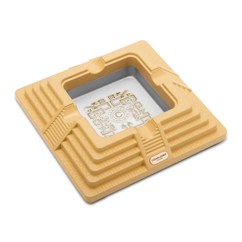 CIGARLOONG Custom Logo Classic Luxury Cigar Ashtray Metal Square Design Four Slots