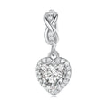 NEW  925 Sterling Silver Shiny Zircon Heart Pendant Beads Fit Bracelet & Necklace Women Fine Jewelry Silver Charm DIY BSC663