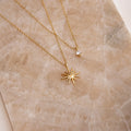 Minimalist Double Layer 18k Gold Plated Stainless Steel Zircon Star Pendant Necklace for Women Jewelry