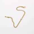Fenny Jewelry 18K PVD Gold Plated No Fade Classic Summer Holiday Thick Chain Zirconia Anklet Stainless Steel Jewelry Wholesale