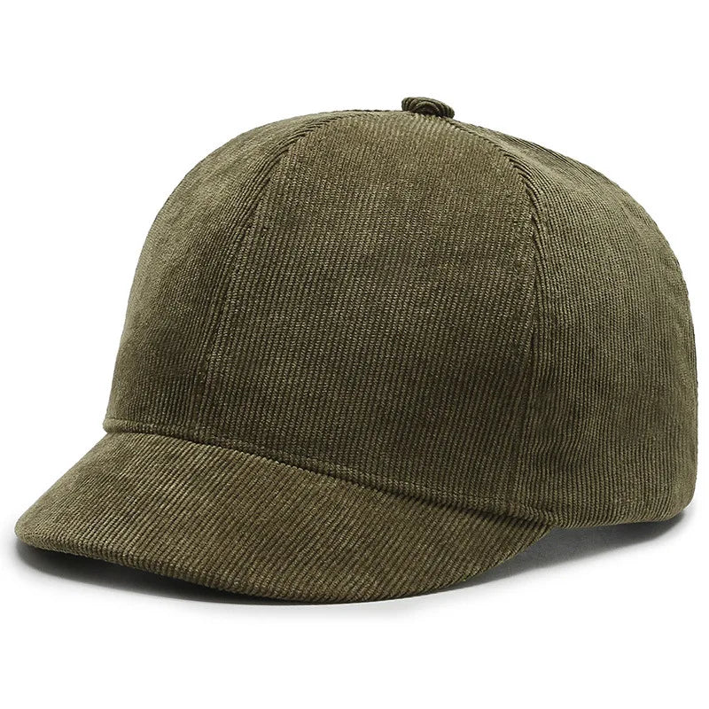 Fashion Short Brim Solid Color Baseball Hat Sports Cap Men Women Autumn Winter Outdoor Equestrian Leisure Corduroy Hat