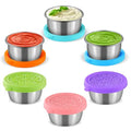 304 Stainless Steel 50ml Condiment Dish Cups Soy Bowls Serving Saucers Dipping Sauce Cup with Seal Silicone Lid