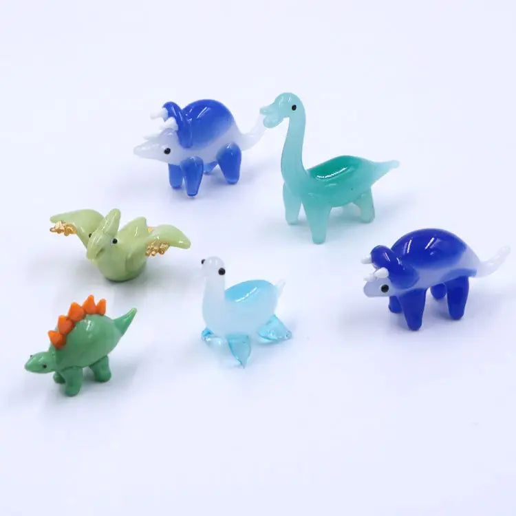 Bright Color Mixed Miniature Mini Glass Dinosaurs Design Figurine Wholesale MegaBDM
