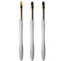 Professional 3pcs Gel Nail Art Pinceles Set with Clear Sequin Acrylic Handle Soft Nylon Oval Flat Ombre Brush for UV Nail Beauty