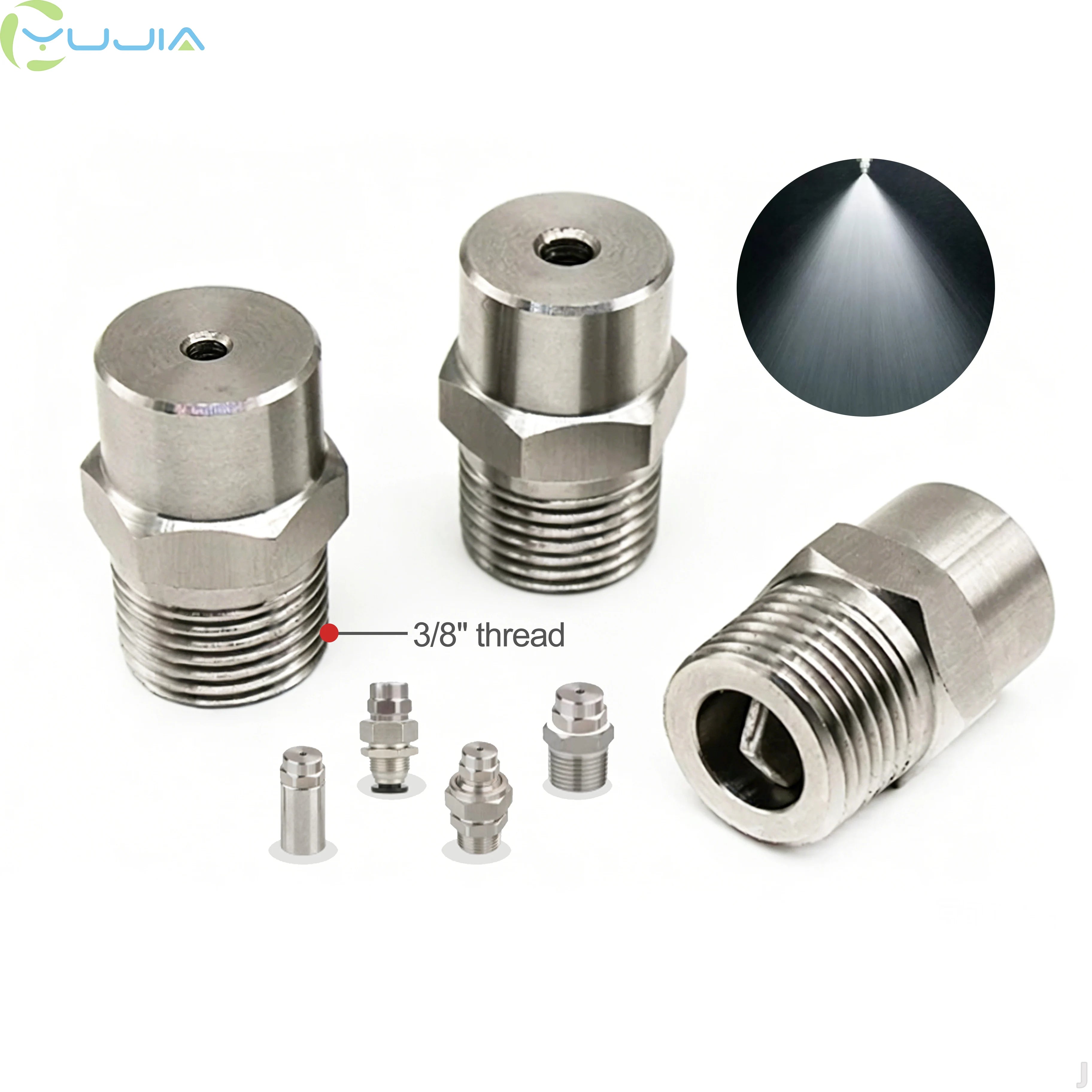 BSPT 3/8" High Pressure 60Â° Solid Cone Nozzle Stainless Steel Spray Nozzle for Industrial Cleaning & Humidification