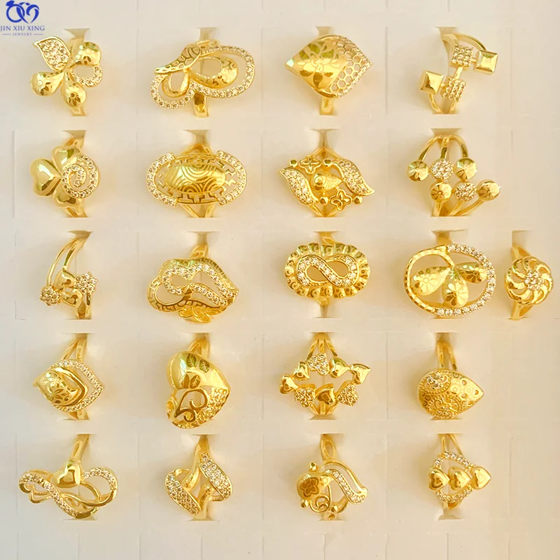 Jxx Diamond Gold Plated Ring Jewelry Women Gold Engagement Stone Zircon Plated Ring Wholesale Rings for Women and Men