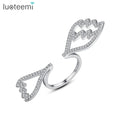 LUOTEEMI Fashion Wholesale Jewelry Unique Design Wing Shape Rings Tiny CZ Pave Luxury Ring for Women