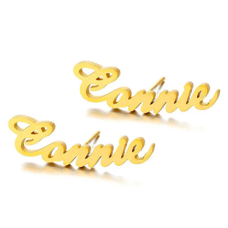 BINSHUO Women's Stainless Steel Letter Stud Earrings Custom Name Gold Plated Jewelry Trendy Wholesale Dropshipping Gift