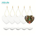 Wholesale RTS XMAS Ceramic Sublimation Blanks 3 Inch Heart Shaped Home Christmas Home Hanging Ornaments