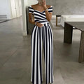 2023 Summer Sexy Off Shoulder V-Neck Print High Waist Pleated Straight Sleeve One Piece Garment Elegant Women's Jumpsuits