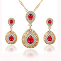 XYI-159 Women Neck Ear Jewelry Sets Rhinestone Crystal Drop Diamond Pendant Necklace Stud Earring Jewelry Kit