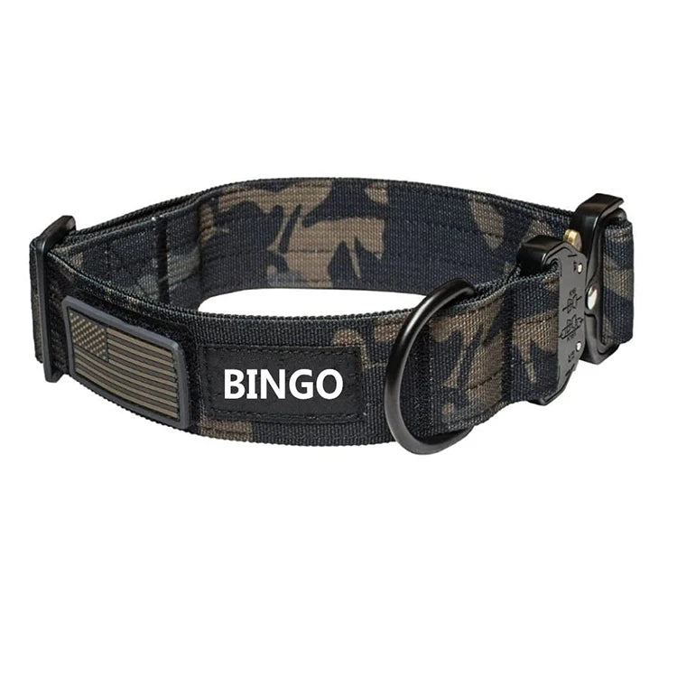 Personalized Heavy Duty Dog Collar Small Medium and Large Dogs American Flag Nylon with Alloy Ribbons Decoration