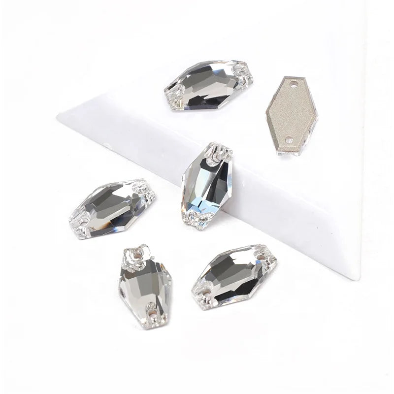 YANRUO 3261 Clear Hexagon Sew on Rhinestones Beads in Bulk for  Shoes