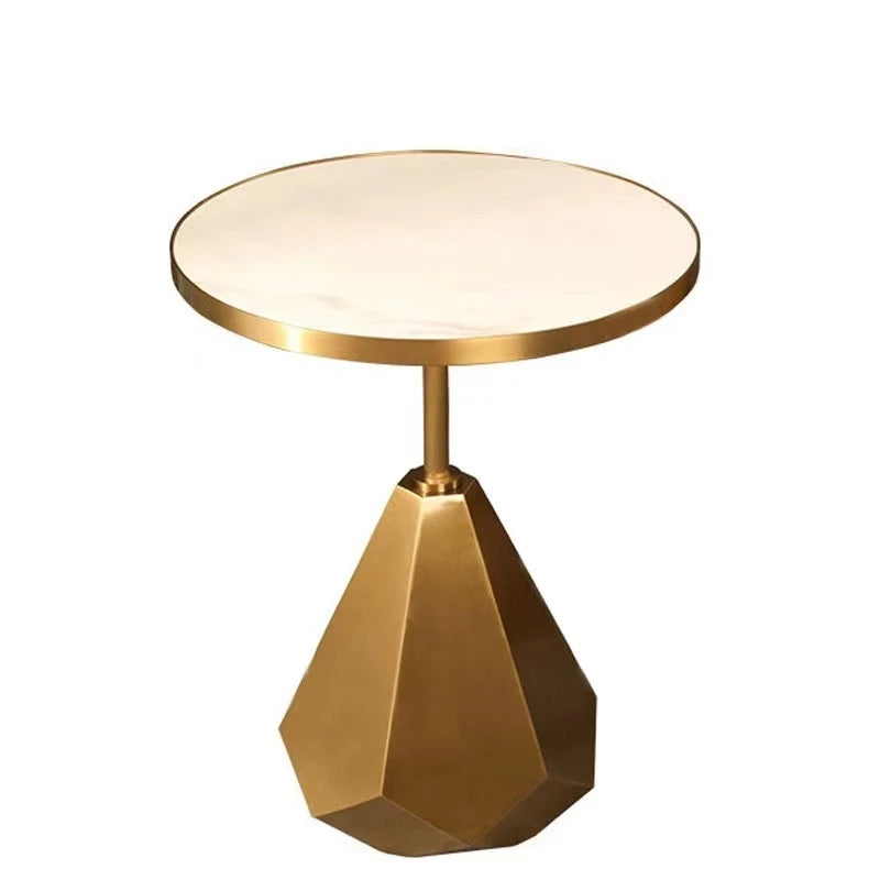 Factory Directly China Supplier Gold Round Metal Coffee Side Table with Tempered Glass for Living Room Hotel Furniture