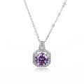 Hotsales Titanium Choker Chain Square Zircon Pendant Necklace Simple Geometric Purple Zircon Necklace for Women