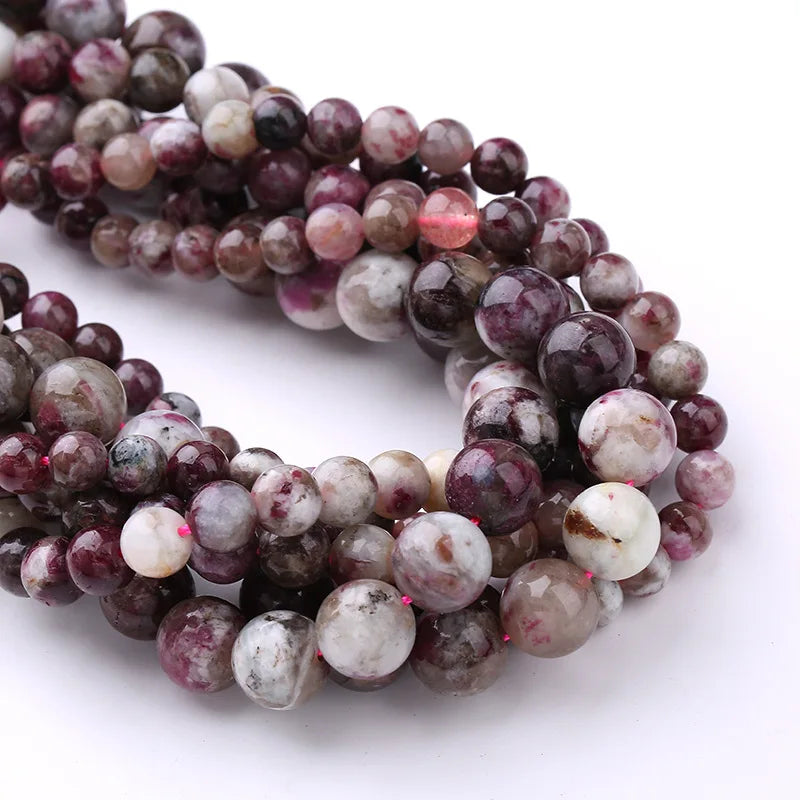Wholesale Tourmaline Pink Gemstone Beads Loose Bulk Plum Tourmaline for DIY Bracelet Necklace Jewelry Making Wholesale