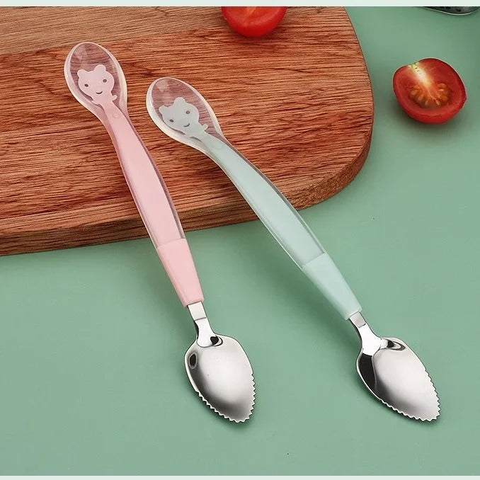 Double-Headed Silicone Baby Food Spoons Infant Dining Set for Scraping Fruit and Mud Easy-to-Use Baby Spoon