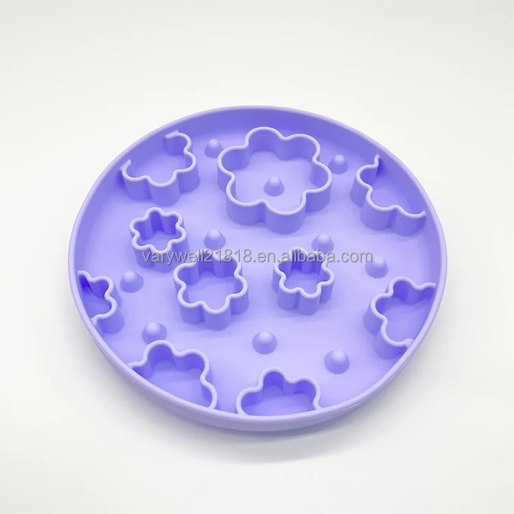 VaryWell Fast Shipping Food Grade Silicone Dog Spring Mini Flowers Slow Eating Puzzle Silicone Dog Slow Feeder