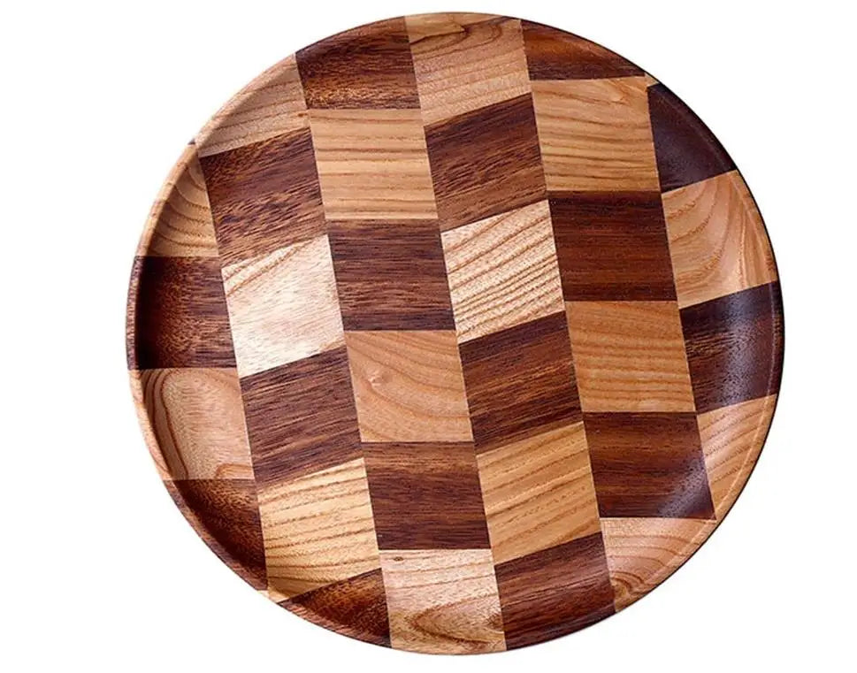 Wholesale Luxury Walnut Wood Europe Design Eco Friendly Dinnerware Sets with Plant Pattern