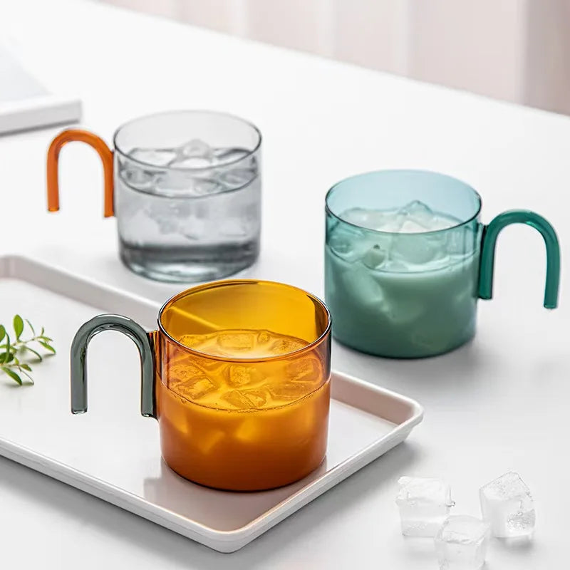 Eco-friendly Lead-free Stackable Mug Water Cup Borosilicate Glass Cup Household Color Glass Coffee Cup