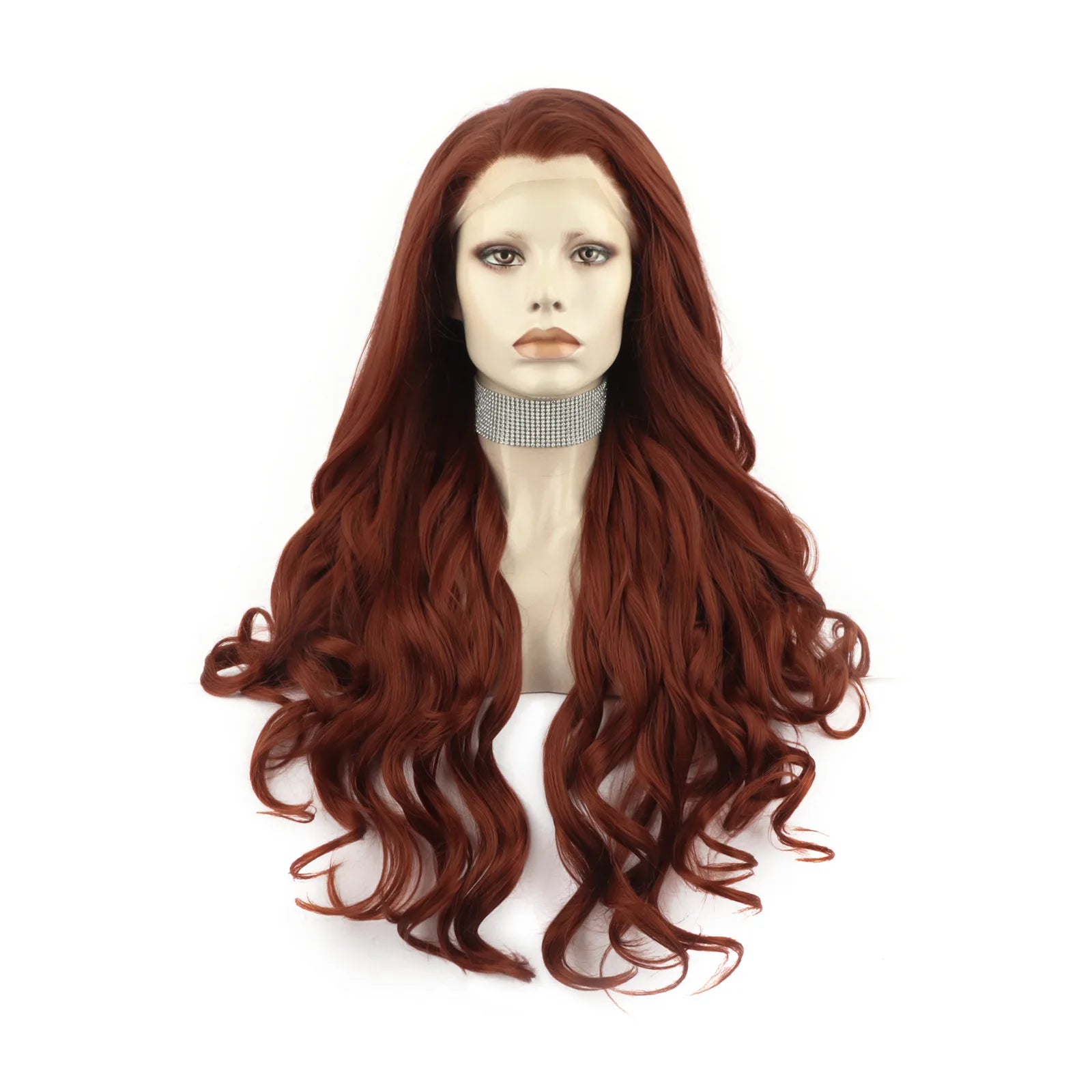 Celebrity 180% Density Preplucked Natural Hairline Natural Brown 350 Color 28inch Synthetic Lace Wigs Heat Resistant