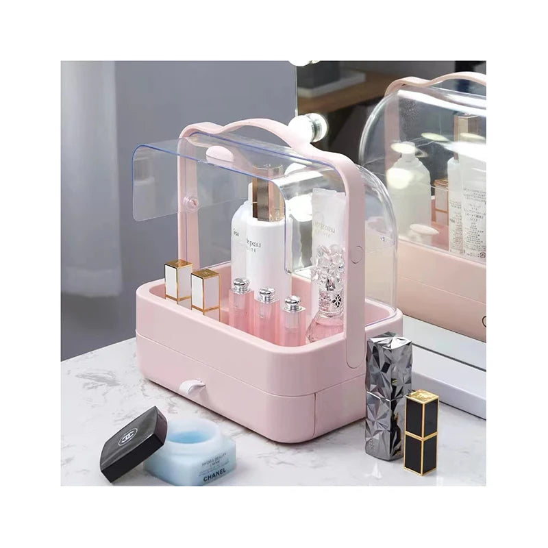 Fully Open Rectangle PP Plastic Waterproof Dustproof Eco-Friendly Makeup Display Organizer Box with Lid