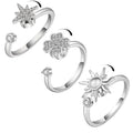 New Open Four Leaf Clover Sun Star Shape Rotatable Fidget Ring For Wife Girl Friend Gift