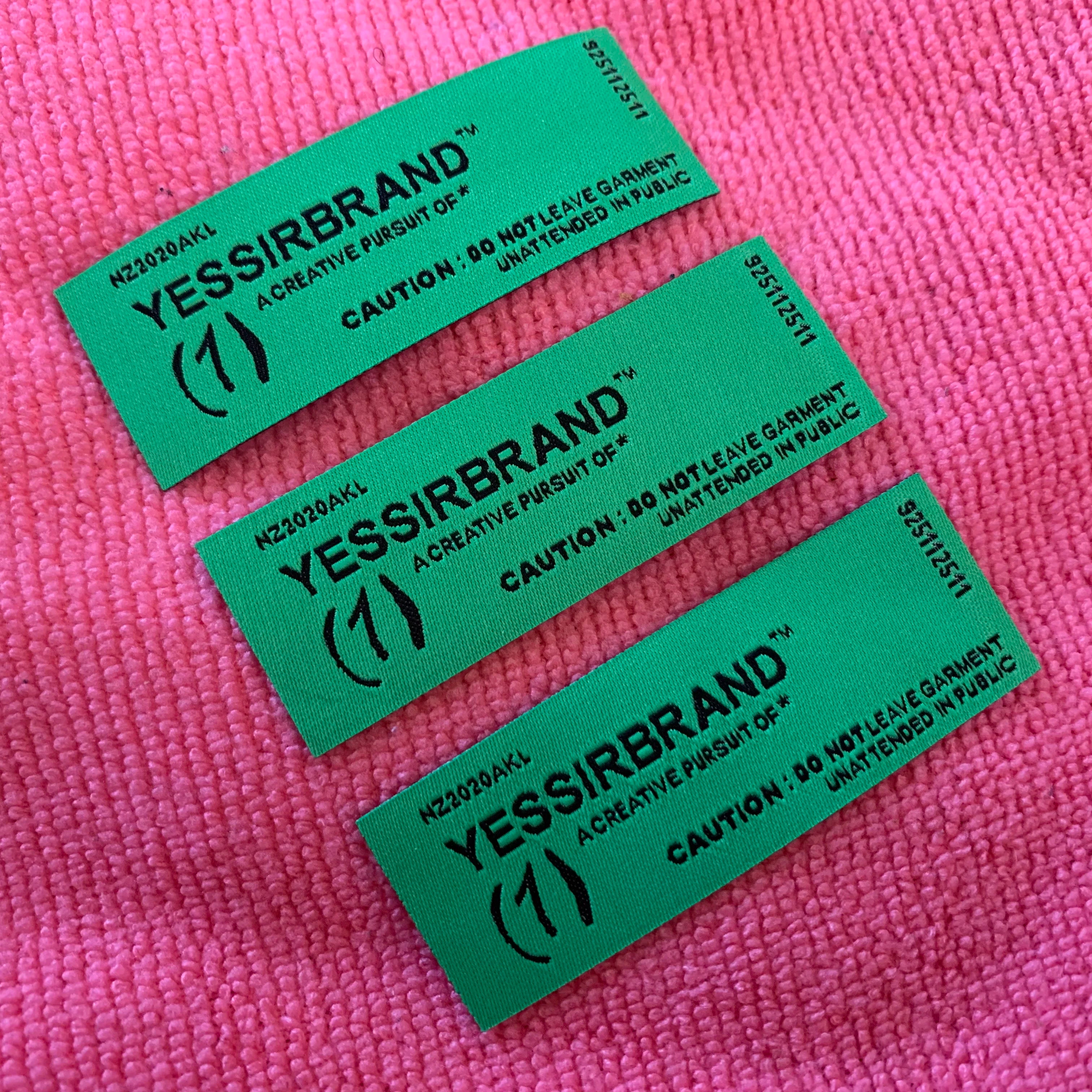 Laser Cut Neat Edge Suits Clothing Labellow Minimum Damask Woven Tag With Private Brand Name