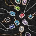 Punk Style Rrectangular Zircon Gold Silver Large Gemstone Iced Out Square Gem Stone Charm Pendant