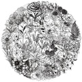 50PCS Waterproof Unfading PET Transparent Black and White Flower Plant Sticker