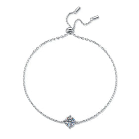1Carat Moissanite Bracelet for Women 925 Sterling Silver Classic Four Claw Simple Design Gift for Lady