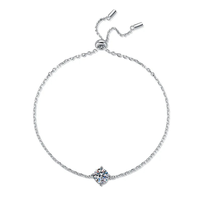 1Carat Moissanite Bracelet for Women 925 Sterling Silver Classic Four Claw Simple Design Gift for Lady