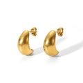 High Polished PVD Plated Stainless Steel Earrings Semicircle Boat Shape Hoop Trendy Geometric Style Accessories for Women