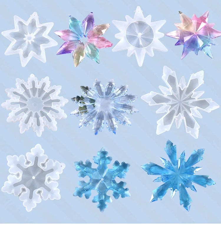 YS DIY Snowflake With Hole Silicone Cake Molds Pendant Resin Mould Christmas Tree Hanging Decoration Ornaments Snowflake Jewelry