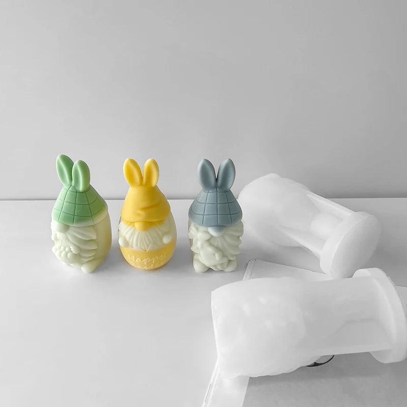 3D Rabbit Candle Silicone Molds Egg Easter Bunny Candle Mold for DIY Candle Making