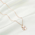 Wholesale Titanium Steel Rose Gold Chain Women No Fade Cute Simple White Shell Bear Necklace