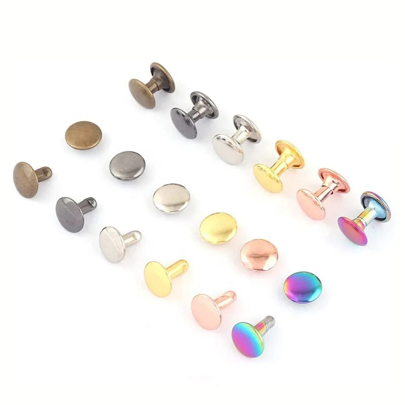 Double-Cap Double Cap Rivets Metal Brass Round Double Cap Studs Rivet 4MM 5MM 6MM 7MM 8MM 9MM 10MM 11MM 12MM 15MM for Leather