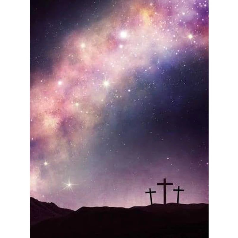 The Milky Way and the Christian Cross Diy Diamond Painting Full Drill 5d Diamond Embroidery Canvas Painted Wall Art Home