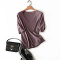 Summer Women Short Sleeve Shirt Inner Cashmere  Pullover V Neck Cashmere Sweater 100%Cashmere Sweater for Women