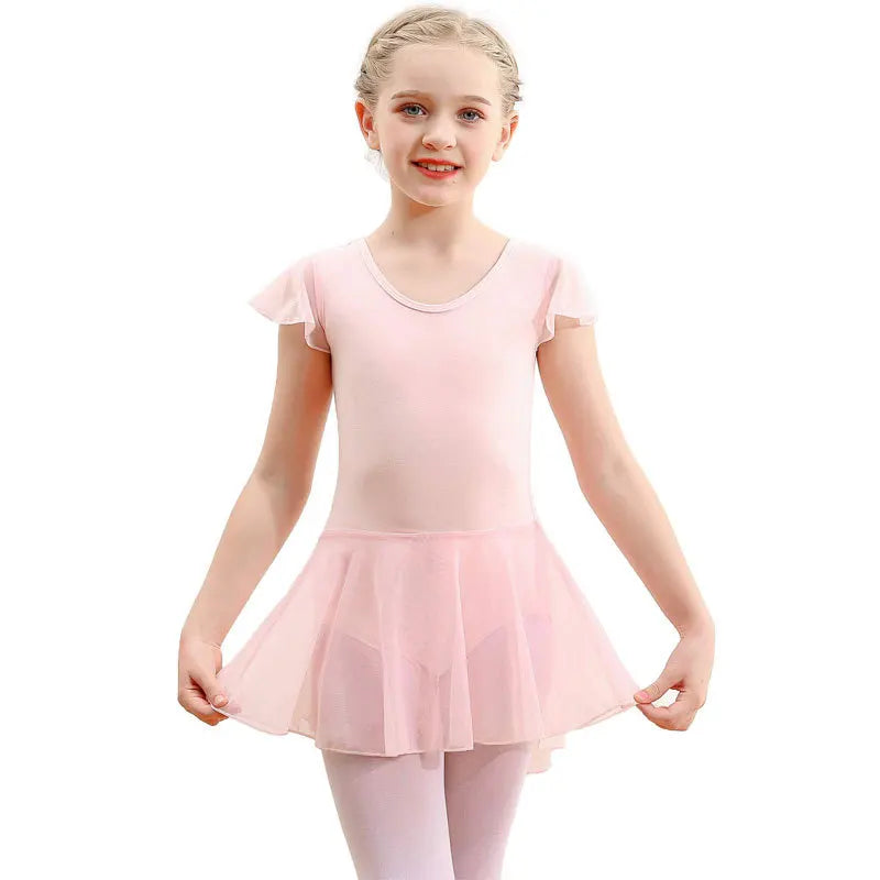 Ballet Leotards for Girls with Skirt Toddler Dance Dress Leotards Flutter Sleeve Training Dance Wear Ballerina