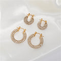 Fenny Tarnish Free Waterproof Shiny Micro Clear&Emerald Gem Pave Hoop Earring Trend for Party Wholesale Stainless Steel Ladies J