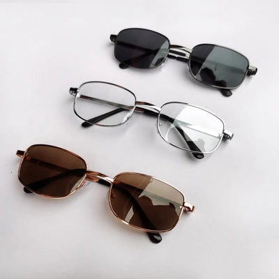 Metal Copper Frame Glass Lens Sunglasses Flat Lenses Tempered Glass Tempered Glass Sunglasses