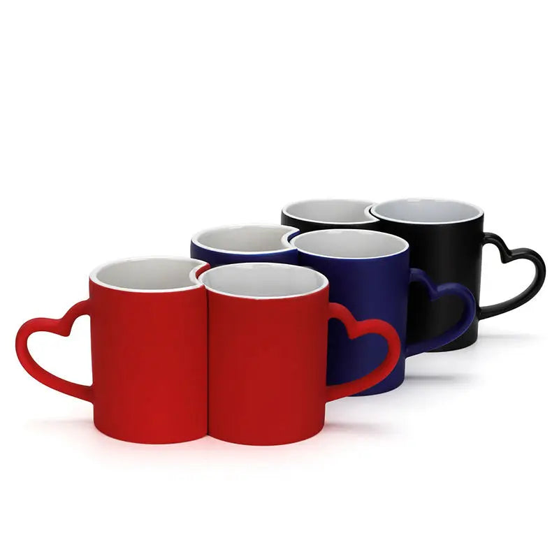 Lover Couple Ceramic Mug for Back to School Color-Changing Sublimation Magic Mug with S Handle for Couples and Mates