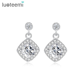 LUOTEEMI Zirconia Jewelry Woman Trendy Diamond Drop New Hot Earing for Girl Fashion Earring Zircon