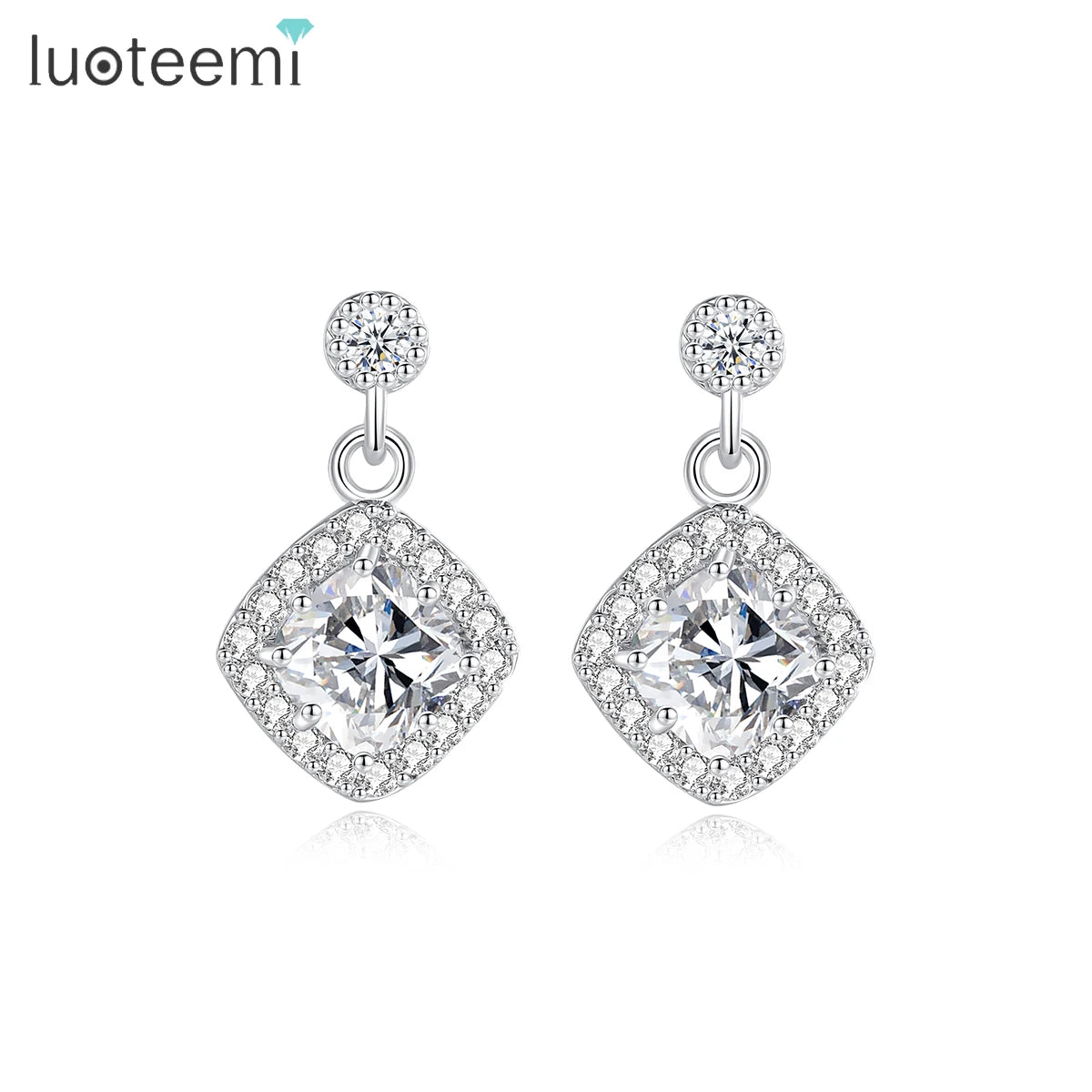 LUOTEEMI Zirconia Jewelry Woman Trendy Diamond Drop New Hot Earing for Girl Fashion Earring Zircon