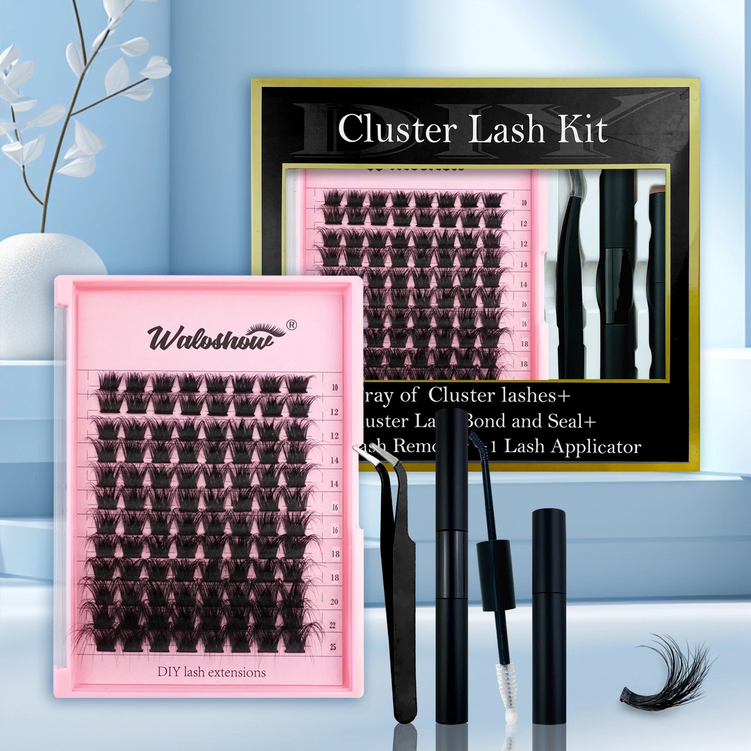 Pre-Cut 3D Cluster Lashes Kit - Fluffy Volume DIY Lash Extensions Tray for Professional Salon & Home Use