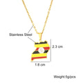 BINSHUO Wholesale Custom Stainless Steel Jewelry Drop Oil Uganda Nation Flag Map Men Pendant Couples Charm Necklace for Women