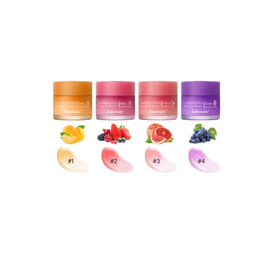 Lakerain Private Label Fruity Flavor Lip Sleeping Mask Fading Fine Lines Moisturizing Anti-Crack Lip Balm for Day and Night