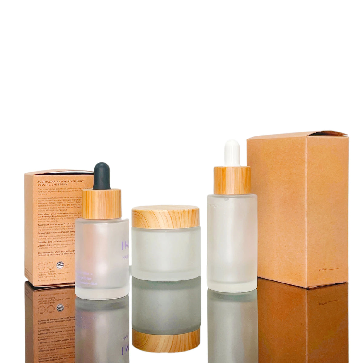 Frosted 30ml 50ml Serum Glass Lotion Pump Bottle Glass Empty Skin Care Cosmetic Glass Jars with Wood Grain Cover