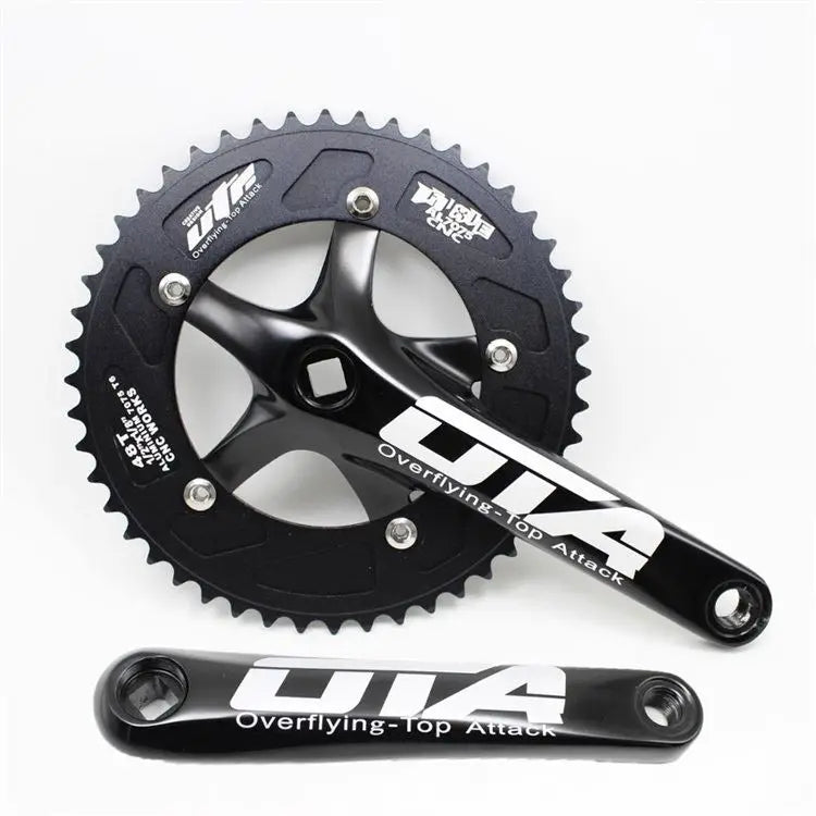 Ota 48T 130 Bcd Road Bike Single Speed Fixed Gear Crankset Crank Set Chainwheel Chain Ring Anodized Silver Anodized 44-52T Black